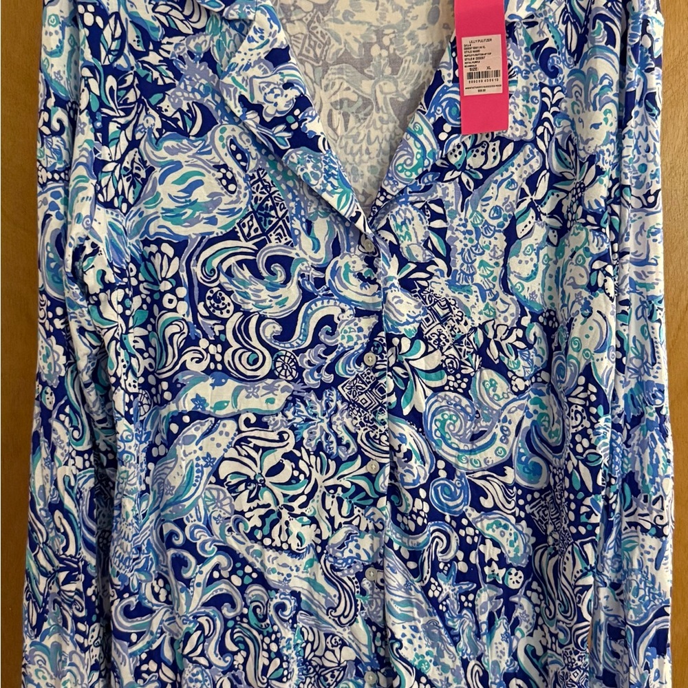 Lilly Pulitzer Blue and White Pajama top only